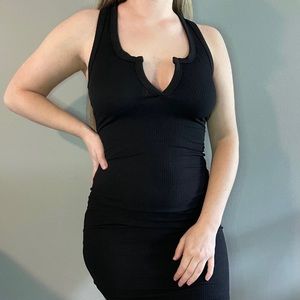 Black Ribbed Bodycon Mini Dress